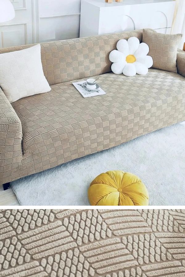 nurlan-Pomegranate Pattern Sofa Cover Elastic Soft Durable Elastic Lycra Sofa Cover Mink Color 1 Piece 1