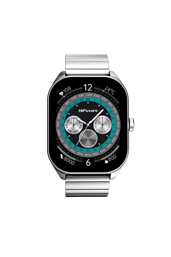 HiFuture-Apex 2.04 Inch Amoled Screen Bluetooth 5.3 Smart Watch - Silver with Sports Tracking and Calling 1