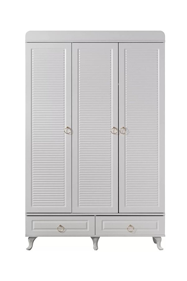 Coala %100 Mdf Malzeme Aqua White 3 Kapılı Bebek Odası Dolap - Beyaz
