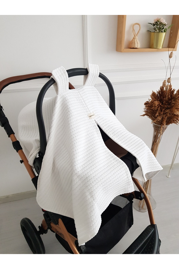 ib ilkimbebe Saç Örgü Pikeli Fermuarlı Bebek Puset Örtüsü