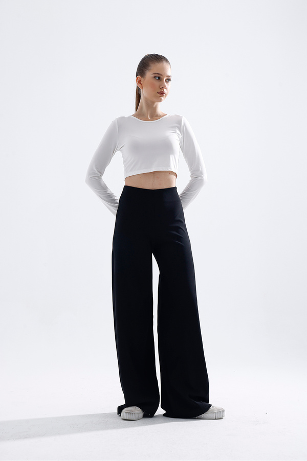 Generic Brands Side Zip Stretchy High Waist Wide Leg Pallazo Pants Sy401