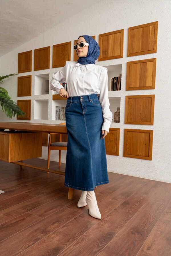 Neways-2254-Fusta clasică din denim - Albastru închis 1