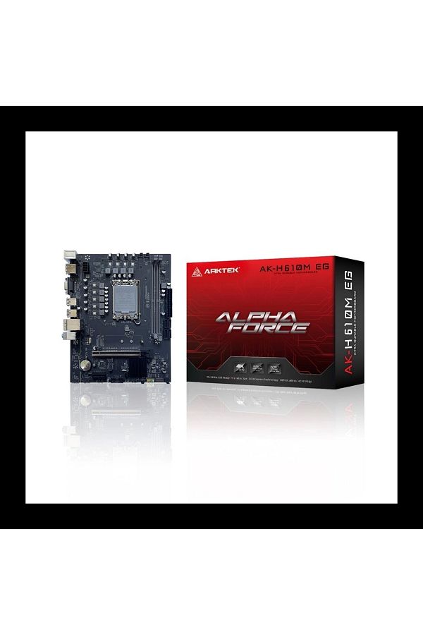 arktek-Alpha Force, Ak-H610M Eg, 2Xddr4, M.2, D-Sub, Hdmi, Dp, 12-13.14.Generation, Lga1700 Socket, Motherboard 1
