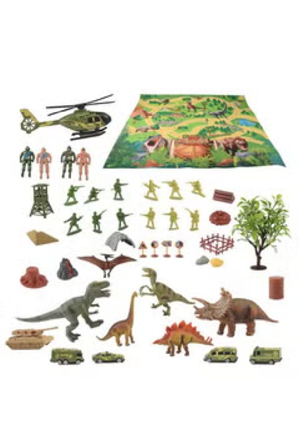 Arabest-Dinosaur World Scene Game with Dinosaur and Soldier Model Carpet Toy Set 1