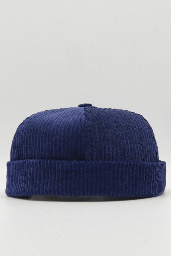 Külah-Winter Velvet Skullcap Hip-hop Beanie Docker Hat-navy blue 1