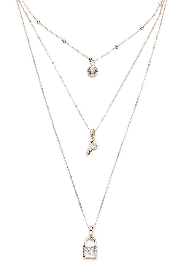 Modex-Multiple Necklace Set with Gold Colored Lock Figure 1