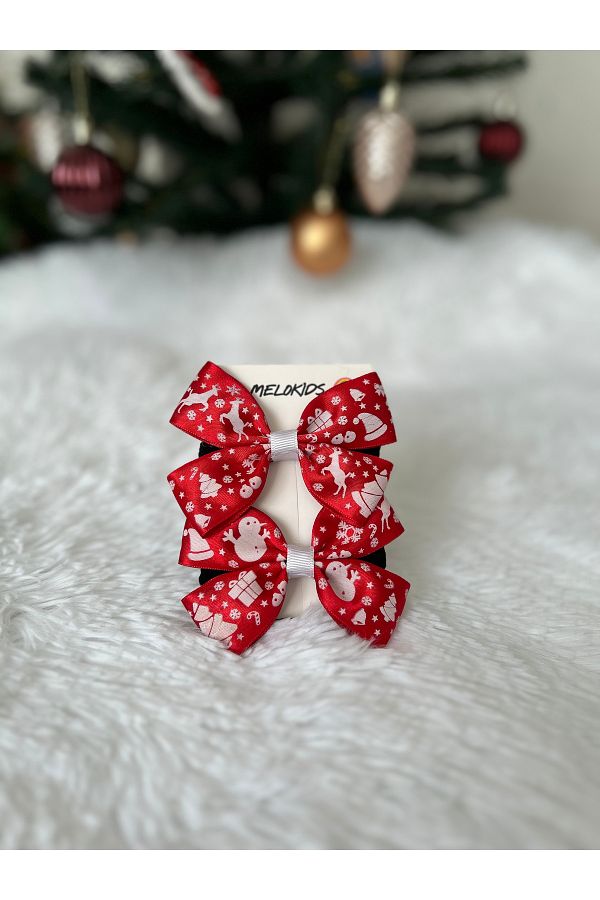 Melo-New Year's Themed Red Ribbon Buckle Set - 2 Elastic 1