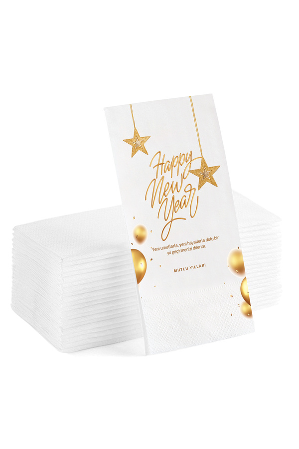 Matbaagraf-Happy New Year - Set of 20 Printed New Year's Napkins 1