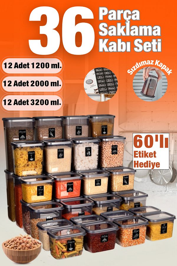 welcomein-36-Piece 72-Piece Food Grocery and Storage Container - Rectangular Leak-Proof Dowry Set of 1.2 -2.0 -3.2 Liters 1
