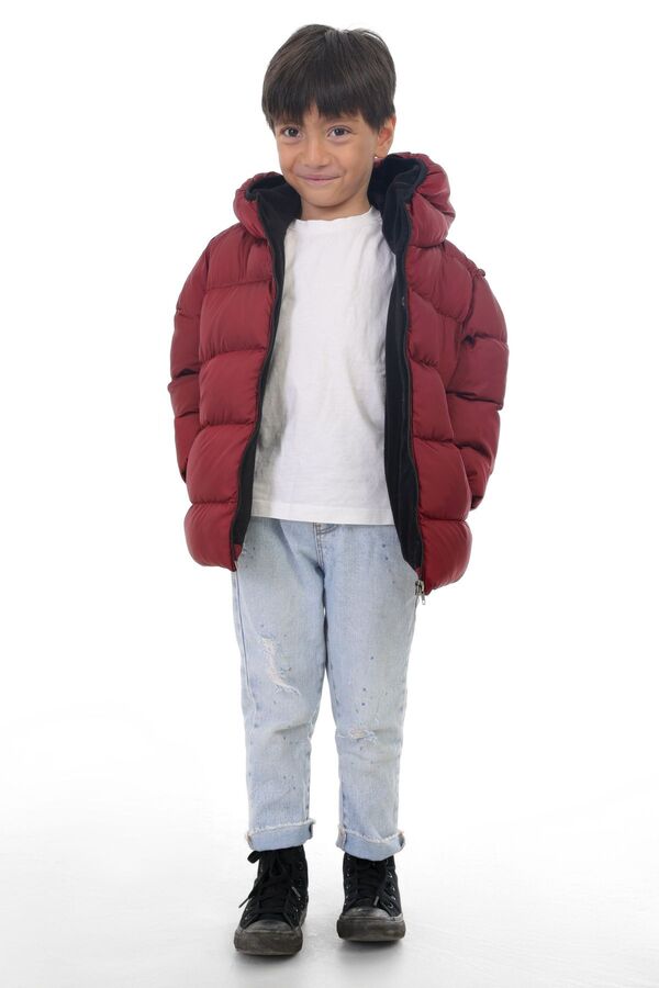 Royalside-Sports Boys' Burgundy Fleece Hooded Waterproof Wind-Resistant Winter Sports Coat 1