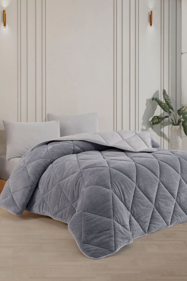 Formeya-Luxuriöse graue King-Size-Wellsoft-Steppdecke – doppelseitig 1
