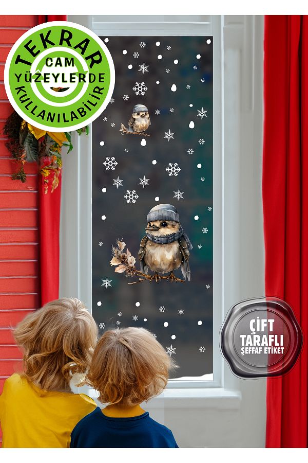 AlyMarkt-2025 Winter Birds - Double-Sided and Non-Adhesive Sticker Set, Suitable for Reusable 1