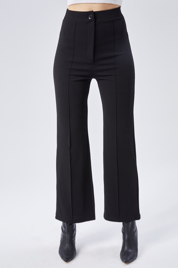 SYM-High Waist Loose Leg Women's Trousers with Zipper 1