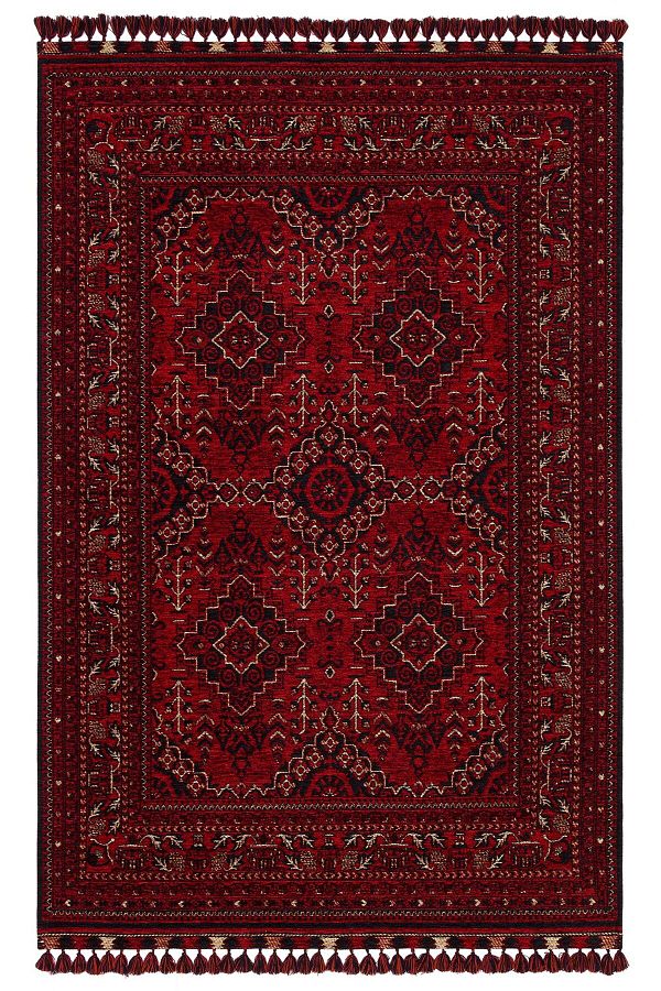 Eko Halı-Vapor Bhr 05 - Fine Woven Carpet with Afghan/Greasy Pattern, Dustproof, Washable, Non-Slip 1