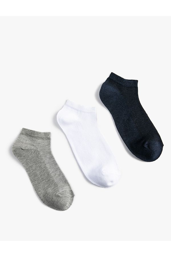 Koton-Set of 3 Basic Colorful Booties Socks 1