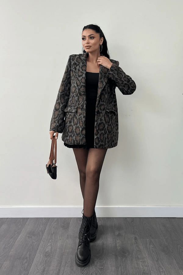 KASİDE-Leopard Patterned Blazer Jacket 1