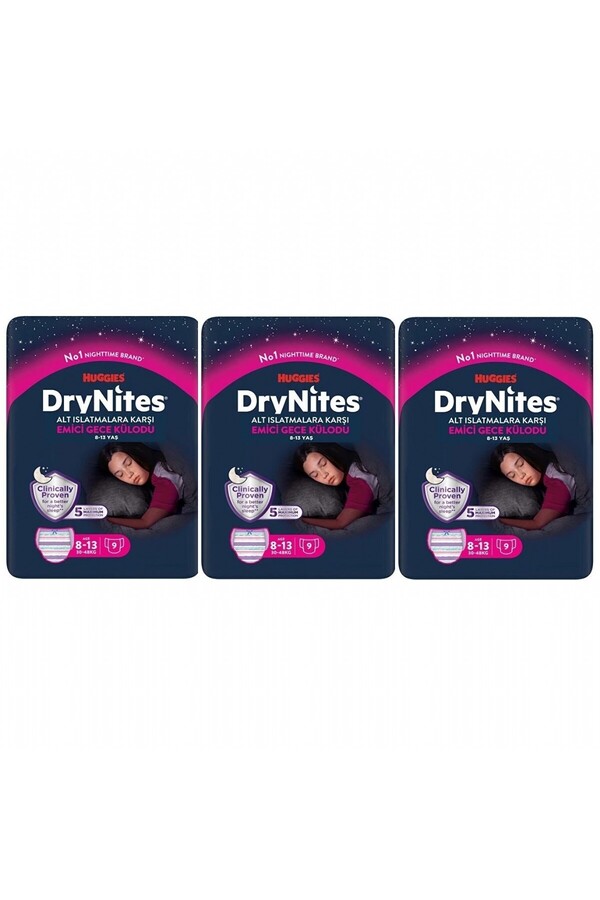 Huggies Drynites Kız Emici Gece Külodu 8-13 Yaş 30-48 Kg 27 Adet