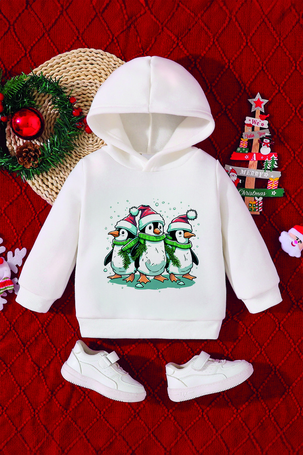ADABEBEK Yılbaşı Özel Penguenler Baskılı Bebek Sweatshirt 10123