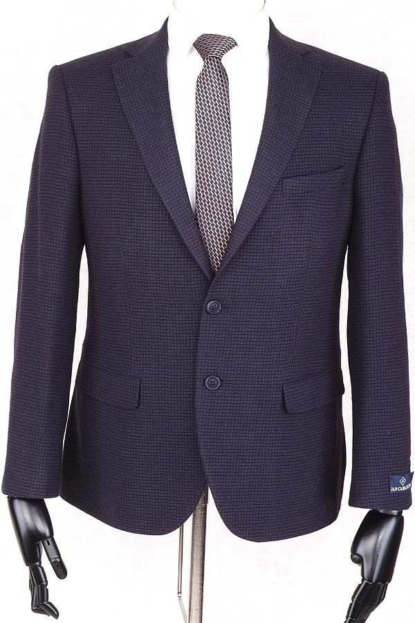 Jan Carlucci-JAN CARLUCCİ Wool Men's Regular Fit Mono Collar Purple Drop 4 Single Jacket 1