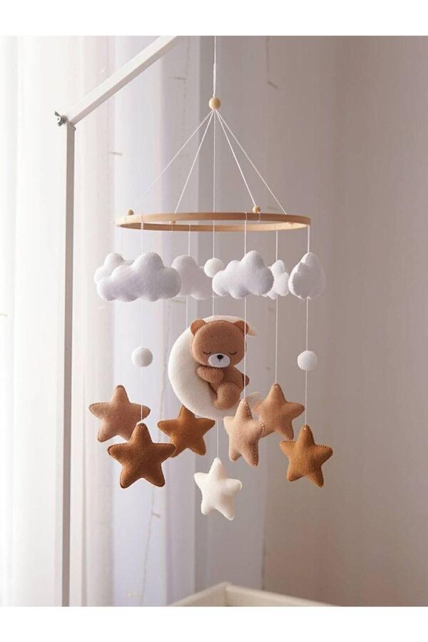 fn (MÜZİKSİZ)bebek Odası Beşik Dönencesi Beşik Yanı Süsü Bebek Odası Dekorasyon Montessori Naturel Anne