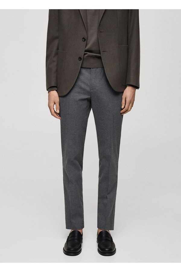 MANGO Man-Regular Cut Flannel Pants 1