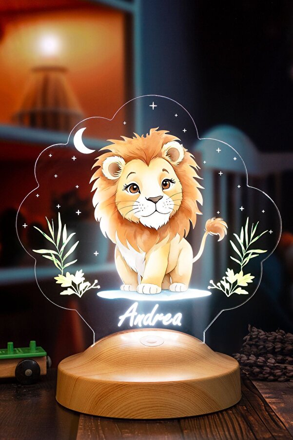 SEVGİLAMBASI Aslan Gece Lambası, Yavru Aslan Hediyesi, Isimli Çocuk Odası Bebek Odası Lambası Doğum Günü Hediyesi