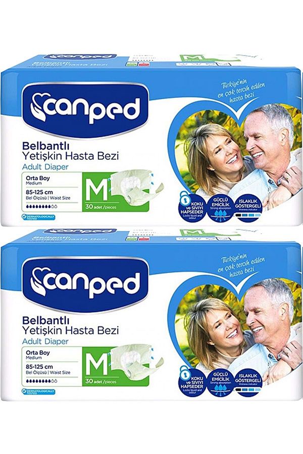Canped-Adult Waistband Diapers - Polyethylene, M-Medium Size, 60 Pieces 1