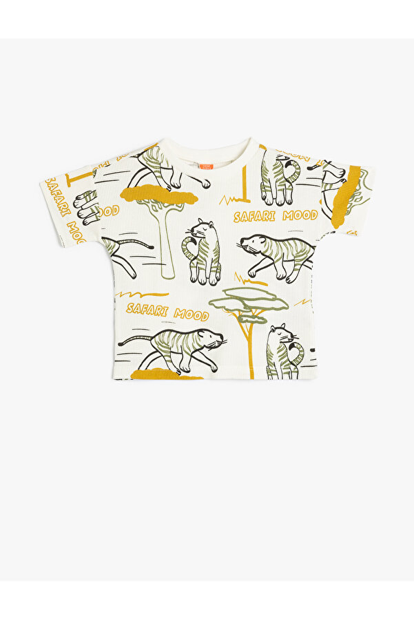 Koton Tank Top Cotton Printed Crew Neck, Camisa Niños Bebes, Ecru(010