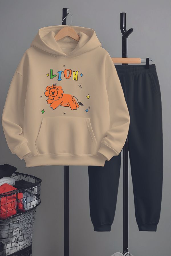 MYADA-Happy Lion Printed Premium Tracksuit Set - Bottom and Top Set 22903 1