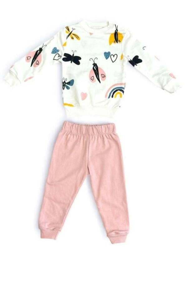 Zekids Kız Bebek Kelebek Desenli Pamuklu Eşofman Takım