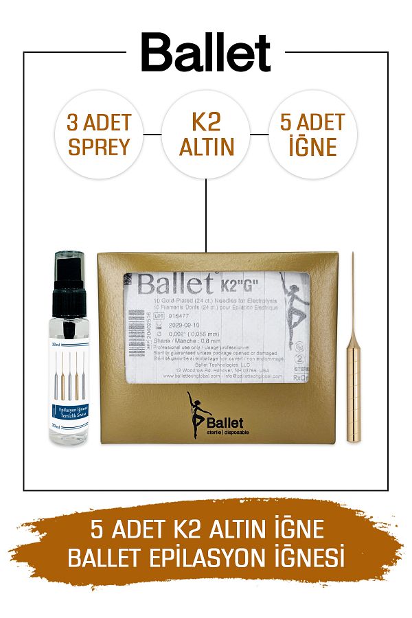 Ballet-5 Pieces K2 Gold Hair Removal Needle Original K2 Gold Needle 1