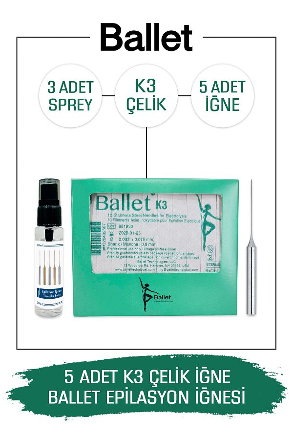 Ballet-5 Pieces K3 Steel Hair Removal Needle Original K3 Silver Needle 1