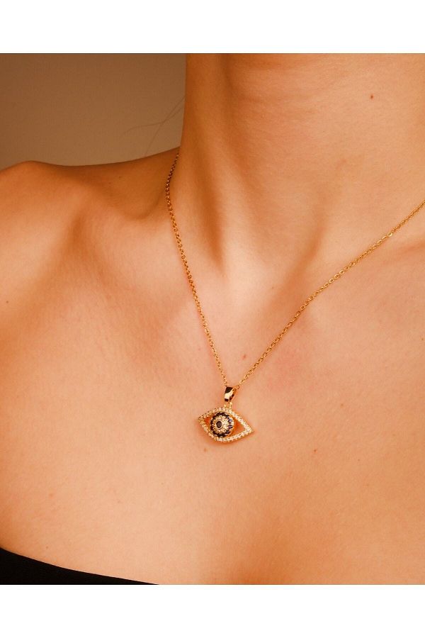 Lekka Design-Women's Anti-Tarnish Steel Jewelry Eye Necklace 1