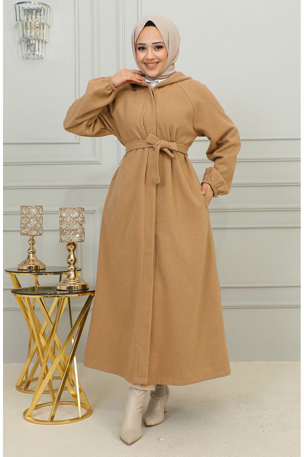 sefamerve-Mink Stamp Coat - Hood and Belt, Model 0502-04 1