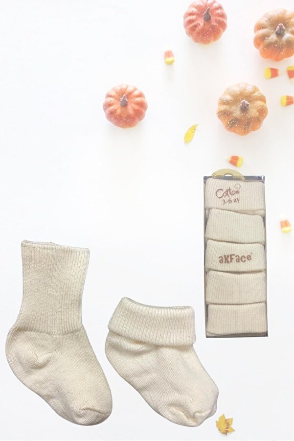 Akface Ham Pamuk Organik Termal Unisex Bebek Çorabı 0-2 Yaş
