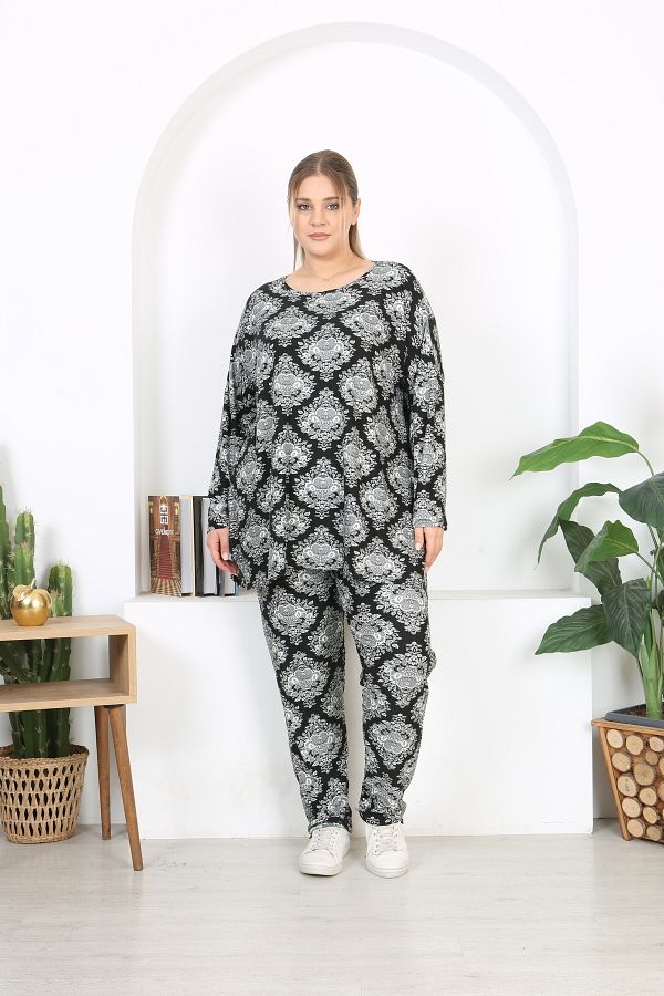 XL Modam-Licra Large Size Suit with Bottom Top Pattern 1