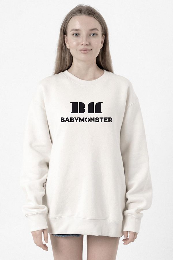 Tshirthane-Babymonster Logo White Women's 2Ip Sweatshirt 1