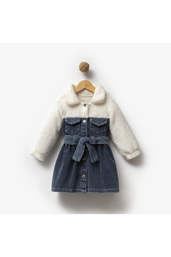 NoraKids Kız Çocuk Welsoft Kumaş ve Kot Elbise