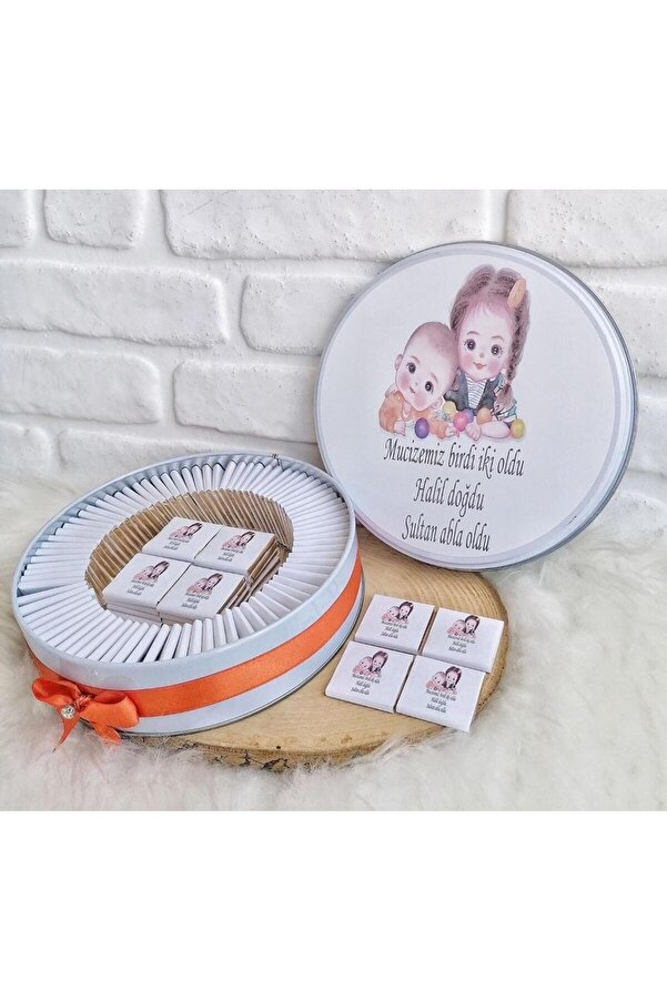 Genel Markalar 100 Adet Isme Özel Abla-erkek Kardeş Hediyelik Hoşgeldin Bebek Doğum Çikolatası