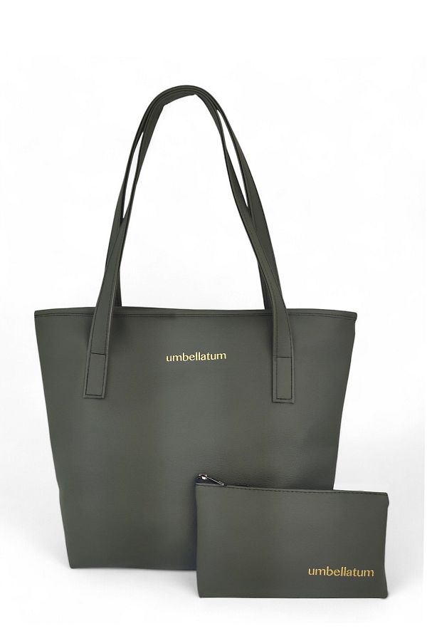umbellatum-New Season Women's Shoulder Bag - Lined, Pocket, and Makeup Bag - Khaki 1