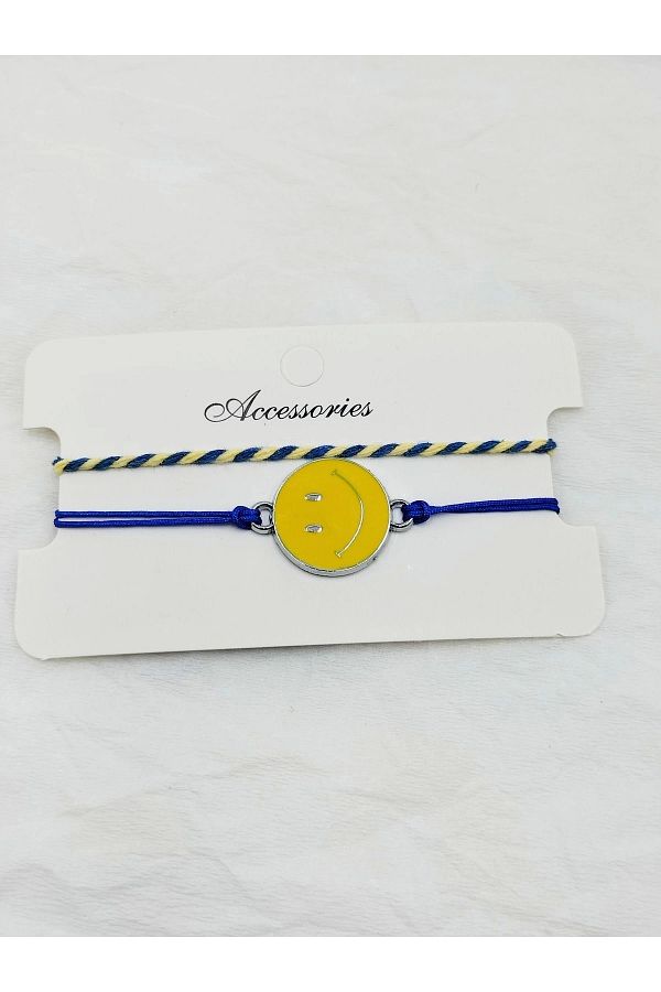 Arjew-Red String Bracelet with Smiley Face Figure and Yellow-red Lucky Rope 1