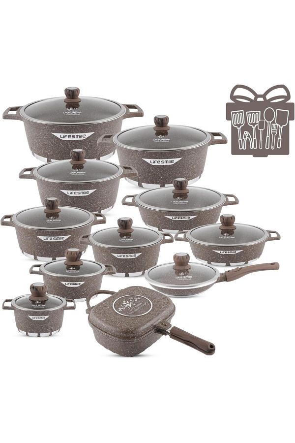 Lifesmile-29 Piece Granite Cookware Set - Non-Stick, 100% Pfoa Free, Multi-Layer Cooking Set 1