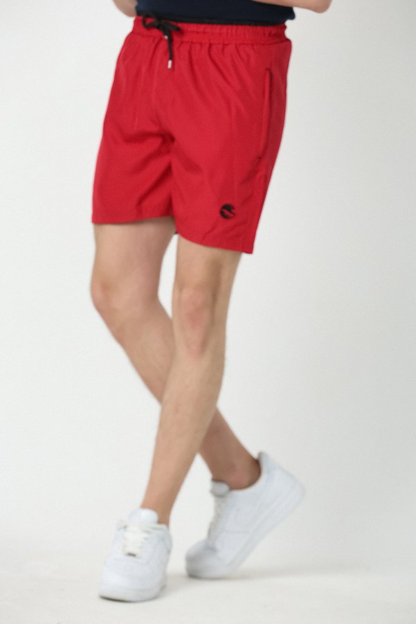 rlt relax time Men's Red-black Garnished Embroidered Pool-Sea Shorts