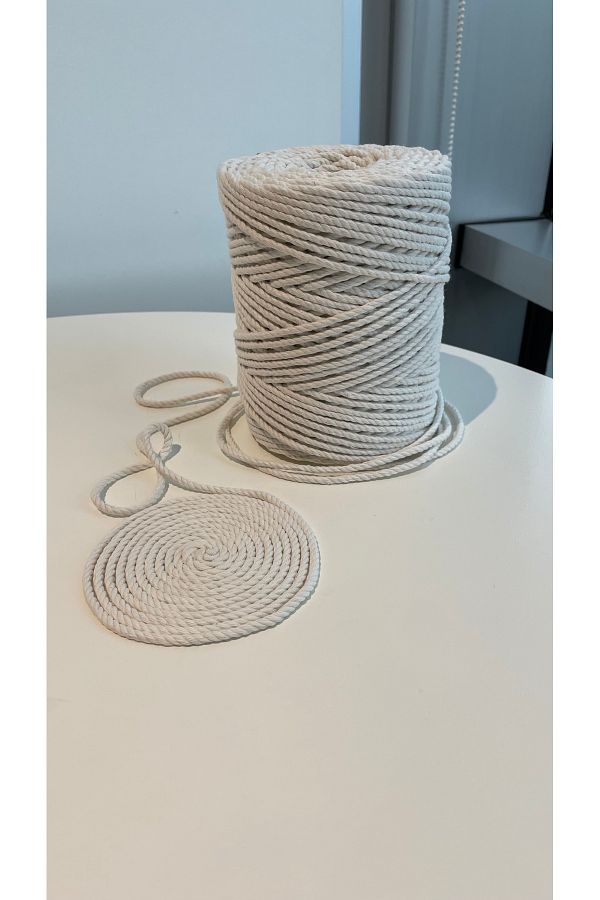 Makrome-Ecru Makrome Rope 4mm 3Cube Table (1kg -150Meter) 1