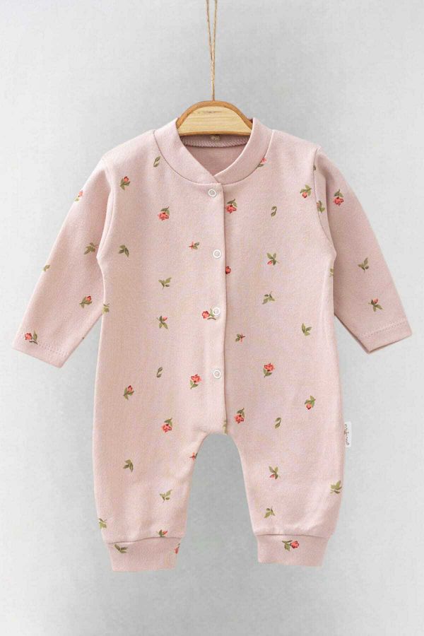 dinamik çocuk-Tulip Printed Baby Girl Jumpsuit - 100% Cotton, Flexible, 1-3-6 Months 1