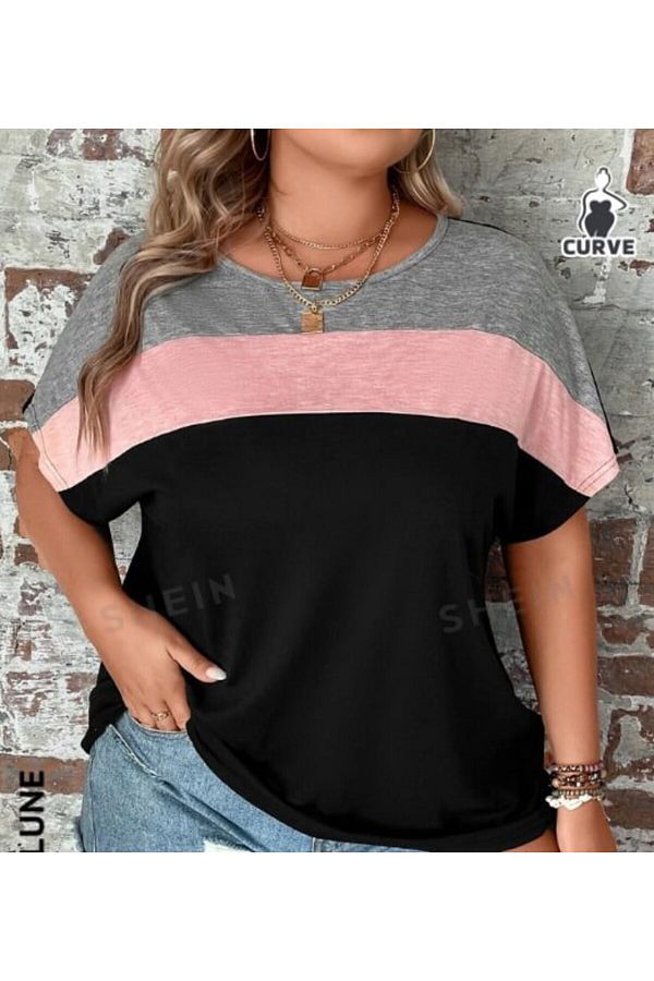 HOOK-Sheinn Lune Plus - Color Block Bat Sleeve XL T-Shirt 1