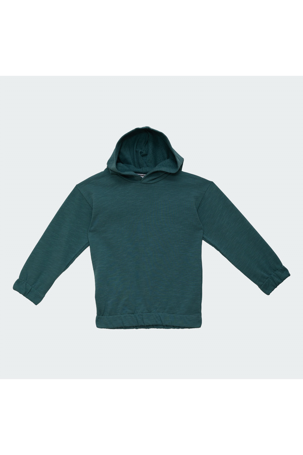 mumuko-Boy's Hooded Printed Sweatshirt Green Color 100% Cotton 1