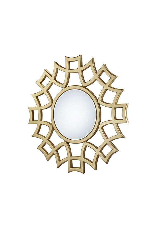 Homelux-Hera Round Mirror, Diameter 80 Cm, Mdf Frame With Gold Finish 1