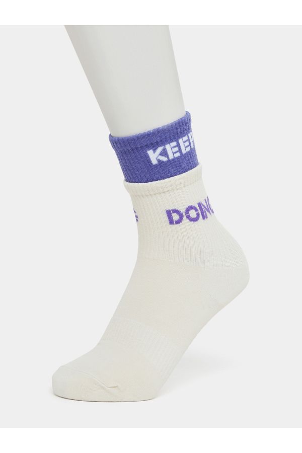 Styli-Text Sock Over Sock Effect Silicon Pad Base Crew Yoga Socks 1