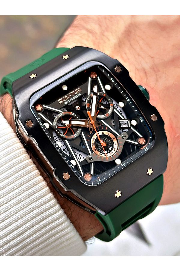 Quantum-10 Atm Waterproof Men's Wrist Watch with Silicone Cord - Functions Active 1